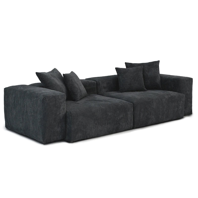 Sofá y loveseat cómodos de asiento profundo, tapizados de pana, con patas de madera maciza para la sala de estar
