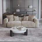 Sofá y loveseat cómodos de asiento profundo, tapizados de pana, con patas de madera maciza para la sala de estar