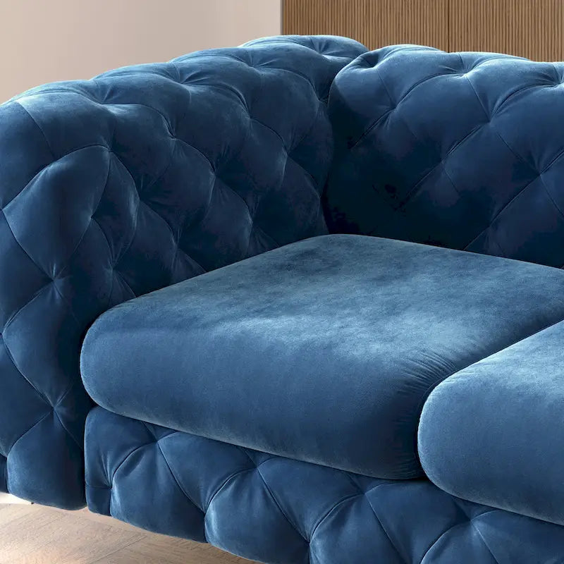 Corvus Aosta tűzött bársony Chesterfield kétszemélyes kanapé