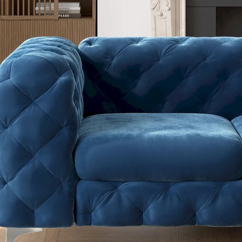 Corvus Aosta tűzött bársony Chesterfield kétszemélyes kanapé