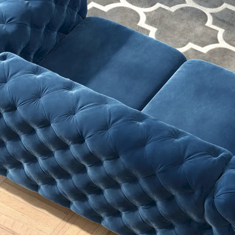Corvus Aosta tűzött bársony Chesterfield kétszemélyes kanapé