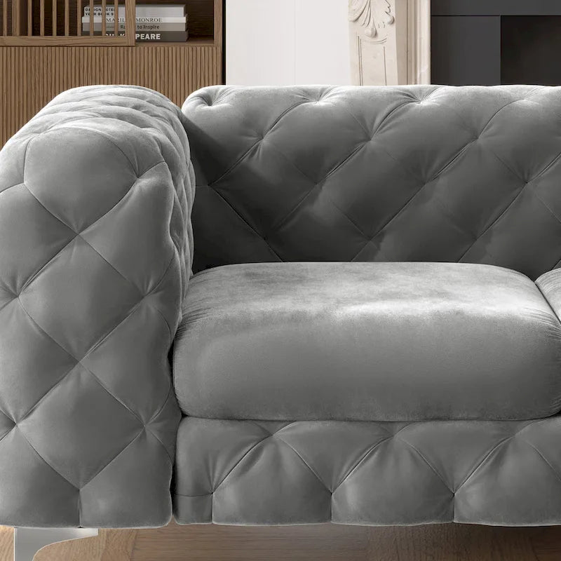 Corvus Aosta tűzött bársony Chesterfield kétszemélyes kanapé