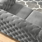 Corvus Aosta tűzött bársony Chesterfield kétszemélyes kanapé
