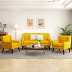 Nowoczesna zaokrąglona sofa loveseat o szerokości 63 cali, pikowana guzikami, z 2 fotelami akcentowymi