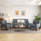 Nowoczesna zaokrąglona sofa loveseat o szerokości 63 cali, pikowana guzikami, z 2 fotelami akcentowymi