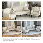 Nowoczesna zaokrąglona sofa loveseat o szerokości 63 cali, pikowana guzikami, z 2 fotelami akcentowymi