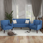 Nowoczesna zaokrąglona sofa loveseat o szerokości 63 cali, pikowana guzikami, z 2 fotelami akcentowymi