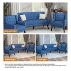 Nowoczesna zaokrąglona sofa loveseat o szerokości 63 cali, pikowana guzikami, z 2 fotelami akcentowymi