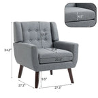 Nowoczesna zaokrąglona sofa loveseat o szerokości 63 cali, pikowana guzikami, z 2 fotelami akcentowymi