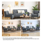 Nowoczesna zaokrąglona sofa loveseat o szerokości 63 cali, pikowana guzikami, z 2 fotelami akcentowymi