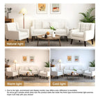 Nowoczesna zaokrąglona sofa loveseat o szerokości 63 cali, pikowana guzikami, z 2 fotelami akcentowymi