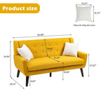 Nowoczesna zaokrąglona sofa loveseat o szerokości 63 cali, pikowana guzikami, z 2 fotelami akcentowymi