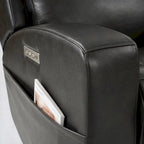 Canapé inclinable électrique deux places en cuir véritable, avec rangement et port de recharge USB pour le salon