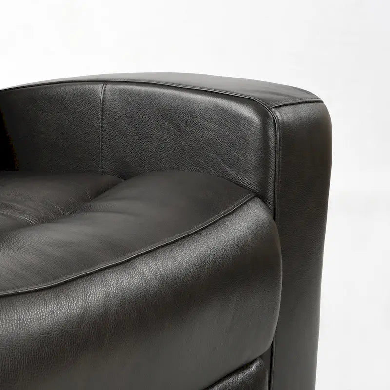 Canapé inclinable électrique deux places en cuir véritable, avec rangement et port de recharge USB pour le salon