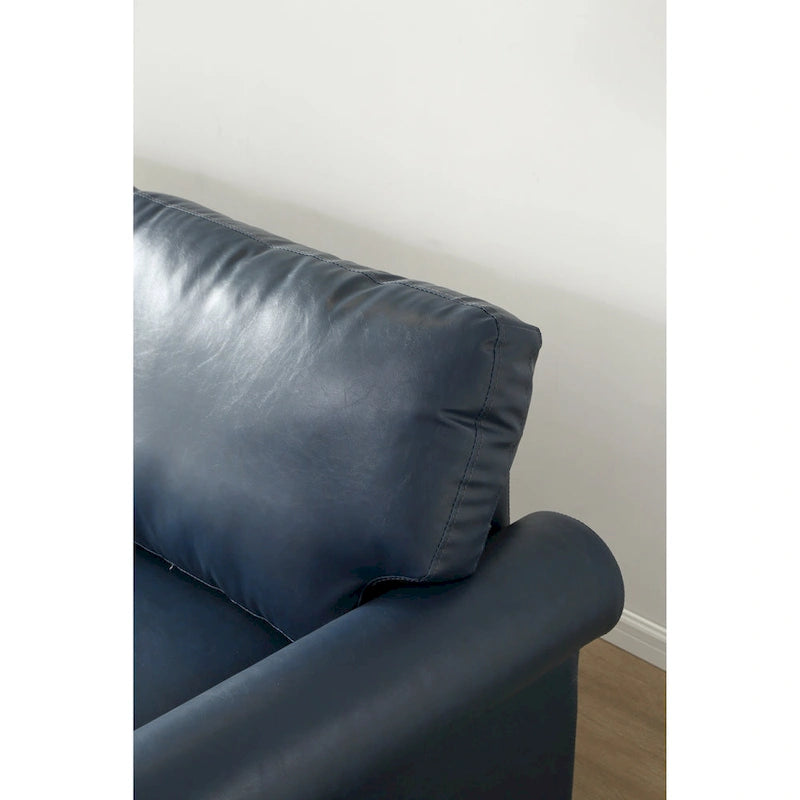 Wohnzimmersofa, Zweisitzer, Sessel, marineblaues Kunstleder