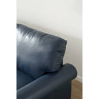 Wohnzimmersofa, Zweisitzer, Sessel, marineblaues Kunstleder