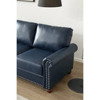 Wohnzimmersofa, Zweisitzer, Sessel, marineblaues Kunstleder
