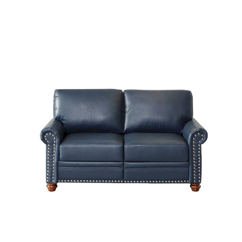 Wohnzimmersofa, Zweisitzer, Sessel, marineblaues Kunstleder