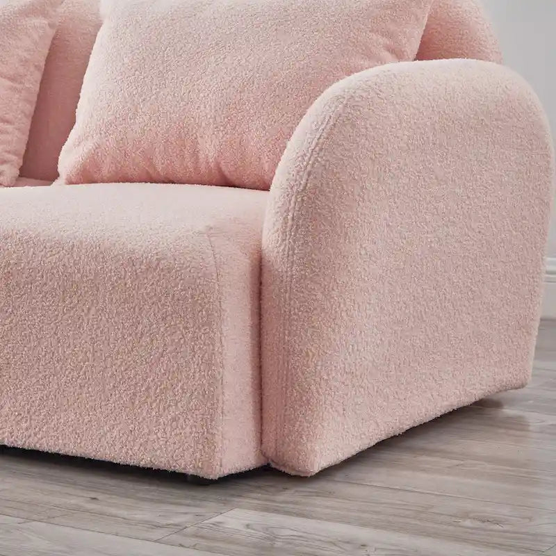 Living Room Furniture Lazy Sofa Loveseat Teddy Fabric White