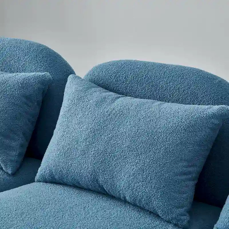 Living Room Furniture Lazy Sofa Loveseat Teddy Fabric White