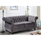 Kemos bársony Chesterfield kétszemélyes kanapé