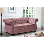 Kemos bársony Chesterfield kétszemélyes kanapé