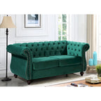 Kemos bársony Chesterfield kétszemélyes kanapé