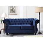 Kemos bársony Chesterfield kétszemélyes kanapé