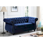 Kemos bársony Chesterfield kétszemélyes kanapé