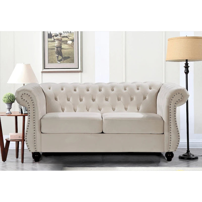 Kemos 2-teiliges Chesterfield-Wohnzimmer-Set aus Samt