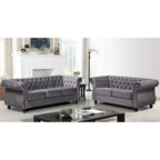 Kemos 2-teiliges Chesterfield-Wohnzimmer-Set aus Samt