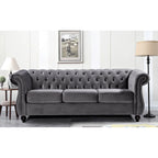 Kemos 2-teiliges Chesterfield-Wohnzimmer-Set aus Samt