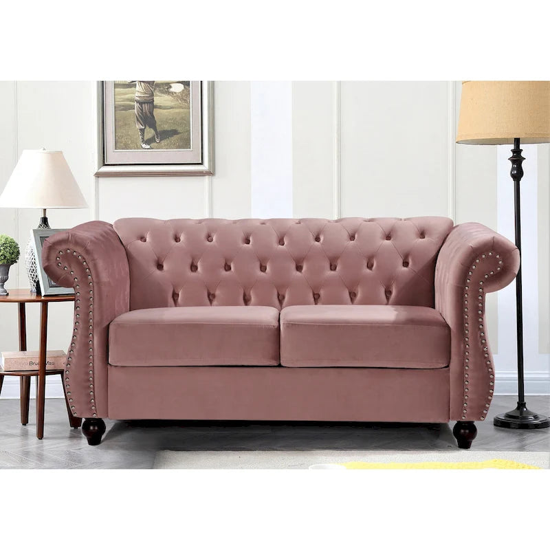 Kemos 2-teiliges Chesterfield-Wohnzimmer-Set aus Samt