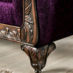 Traditioneller Grendel-Zweisitzer aus violetter Chenille mit gerollten Armlehnen von Furniture of America