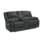 Canapé deux places inclinable électrique double Draycoll avec console, gris foncé - 40 x 70 x 40
