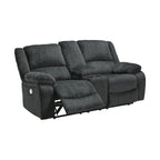Canapé deux places inclinable électrique double Draycoll avec console, gris foncé - 40 x 70 x 40