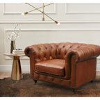 Pasargad Home Paris Club -malliston Chester Bay -tupsutettu sohva/tuoli aidosta nahasta