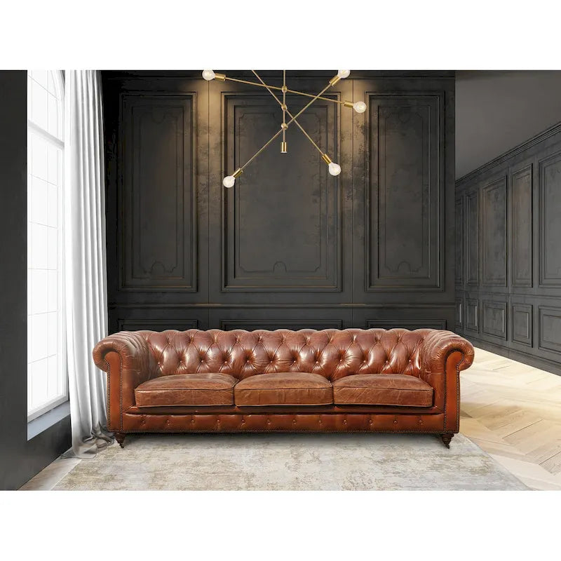 Pasargad Home Paris Club -malliston Chester Bay -tupsutettu sohva/tuoli aidosta nahasta
