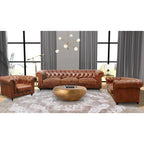 Pasargad Home Paris Club -malliston Chester Bay -tupsutettu sohva/tuoli aidosta nahasta
