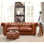 Pasargad Home Paris Club -malliston Chester Bay -tupsutettu sohva/tuoli aidosta nahasta