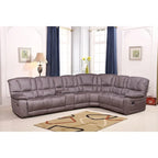Vanity Art 5-delige verstelbare loveseat van grijze microvezel met console, woonkamerreclinerset met relaxbank