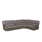 Vanity Art 5-delige verstelbare loveseat van grijze microvezel met console, woonkamerreclinerset met relaxbank