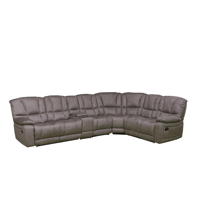 Vanity Art 5-delige verstelbare loveseat van grijze microvezel met console, woonkamerreclinerset met relaxbank