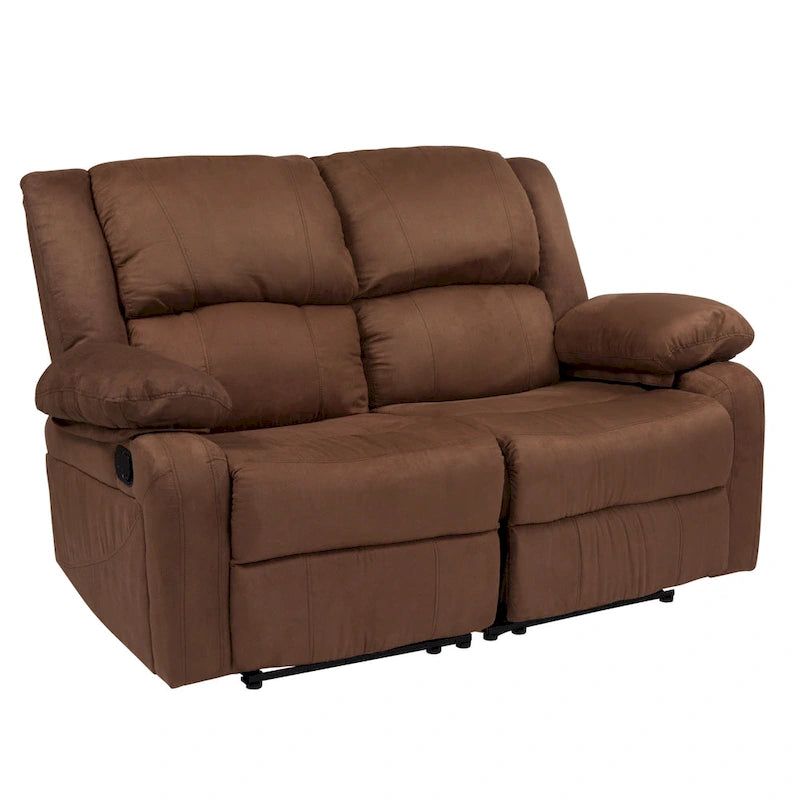 Współczesna tapicerowana sofa dwuosobowa z funkcją rozkładania, zagłówkami i podłokietnikami