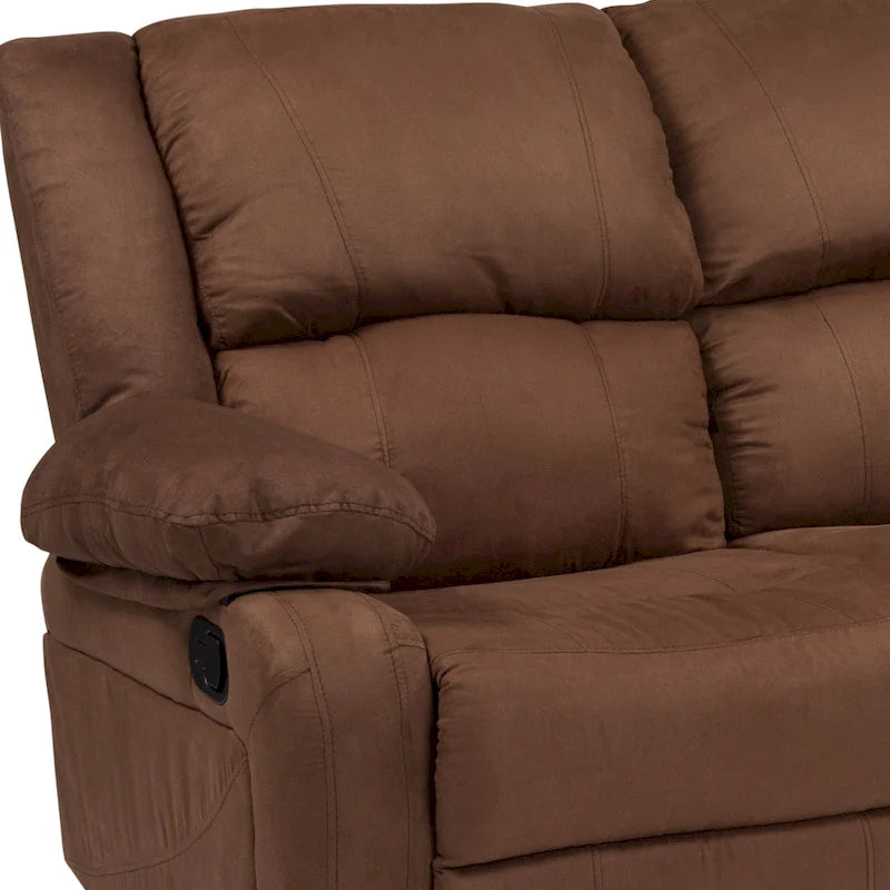 Współczesna tapicerowana sofa dwuosobowa z funkcją rozkładania, zagłówkami i podłokietnikami