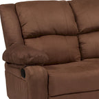 Współczesna tapicerowana sofa dwuosobowa z funkcją rozkładania, zagłówkami i podłokietnikami