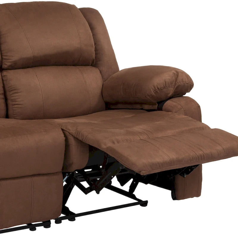 Współczesna tapicerowana sofa dwuosobowa z funkcją rozkładania, zagłówkami i podłokietnikami