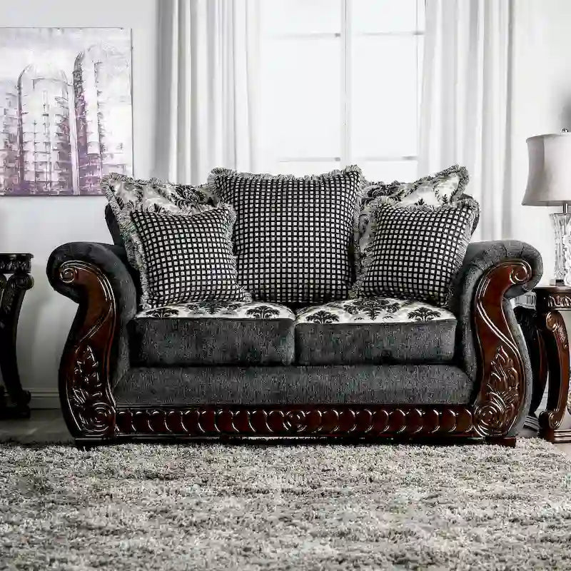 Mansuri traditionelles 2-teiliges Sofaset aus Chenille mit gerollten Armlehnen von Gracewood Hollow