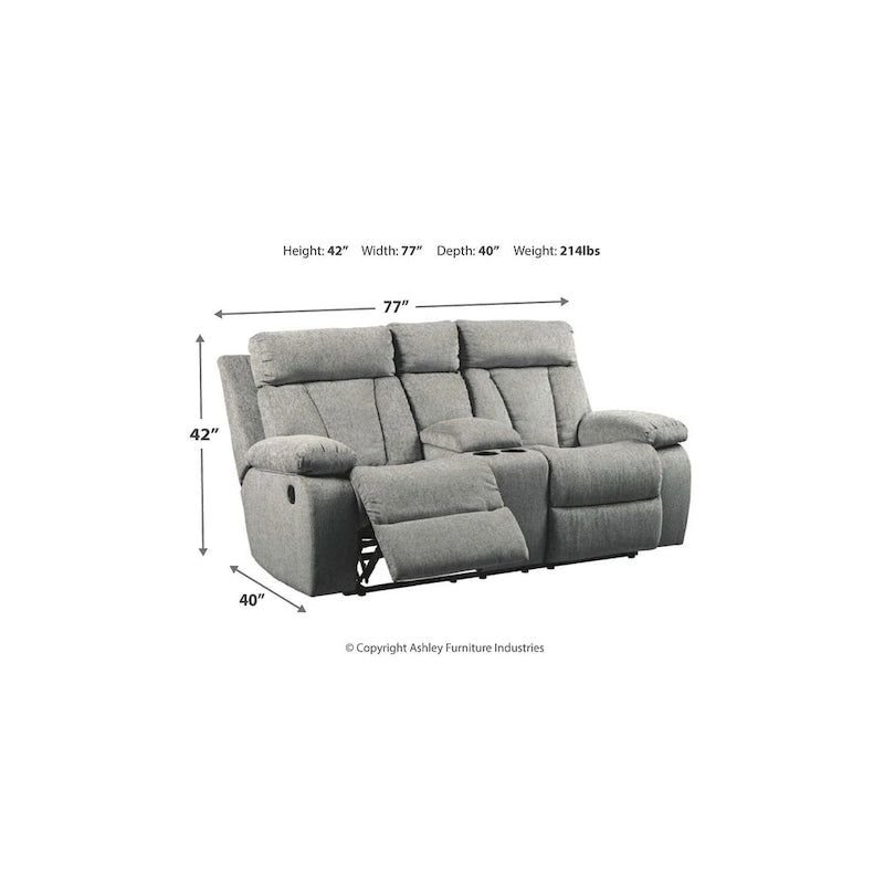 Rozkładana dwuosobowa sofa Mitchiner z konsolą, kolor mglisty
