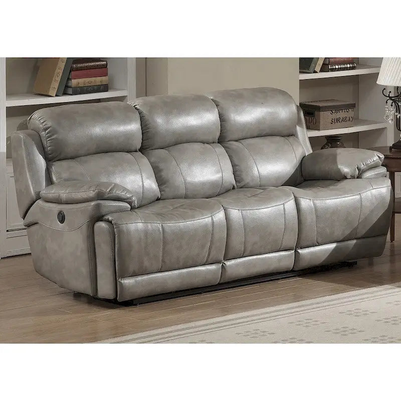 Set Estella Grey da 2 pezzi con divano e divanetto contemporanei elettrici e consolle contenitore